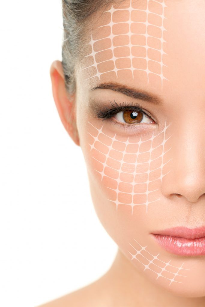 Schönes, ästhetisches Frauen-Gesicht mit weicher Haut, eleganten Gesichtszügen und natürlichem Makeup